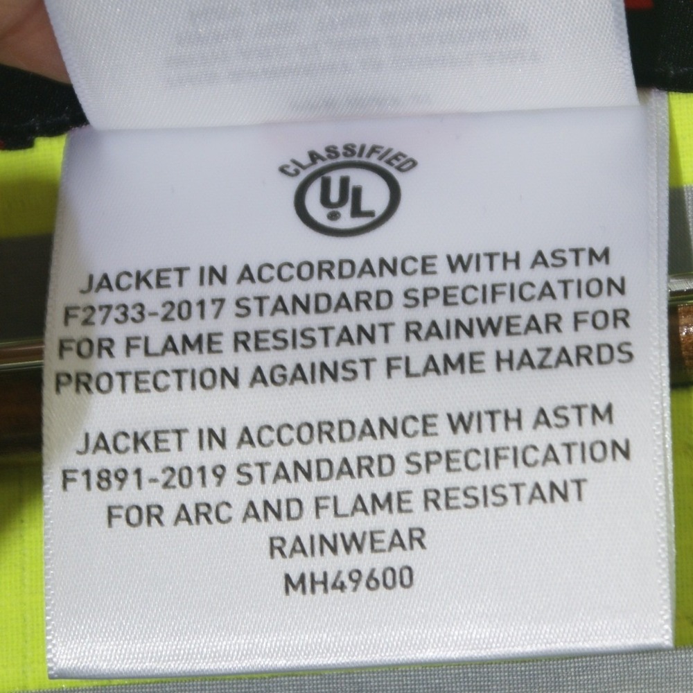 Ariat Work Men XXL FR Hi-Vis Hooded H2O Jacket Yellow Waterproof CAT 2 10041788 - Picture 13 of 16
